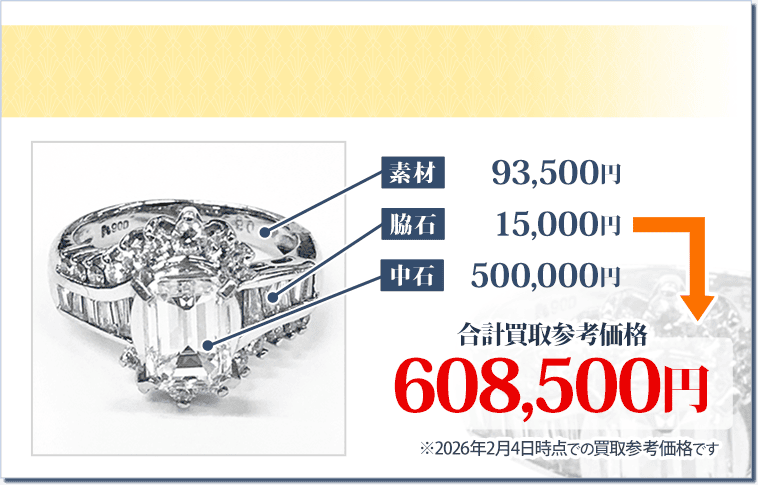 Pt900 ダイヤモンドリング エメラルドカットダイヤ2.08ct バケットメレダイヤ0.85ct 鑑定書あり