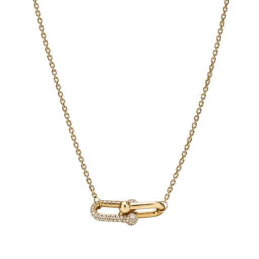 ティファニー ハードウェア ダブルリンク ペンダント ネックレス YG ダイヤ0.13ct