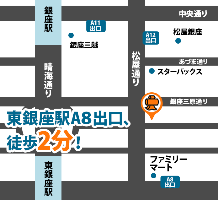 大黒屋 質銀座松屋通り店へのルート