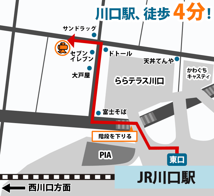 大黒屋 質川口店へのルート