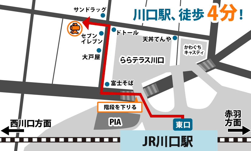 大黒屋 質川口店へのルート