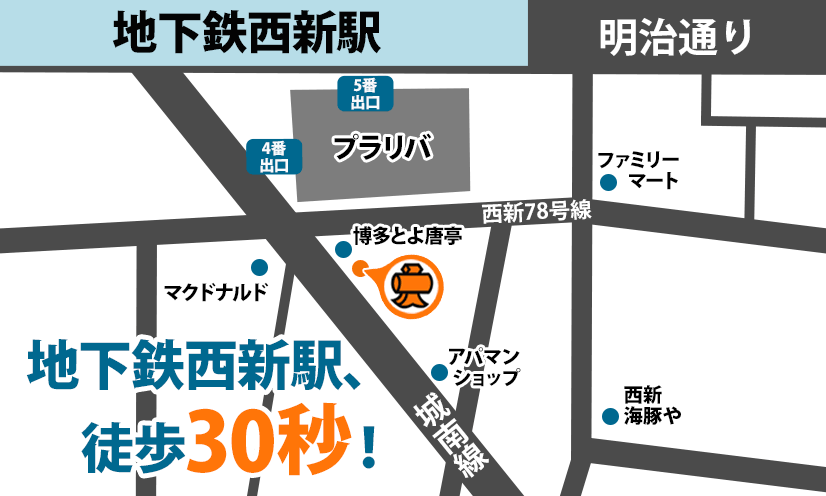 大黒屋 西新駅前店へのルート