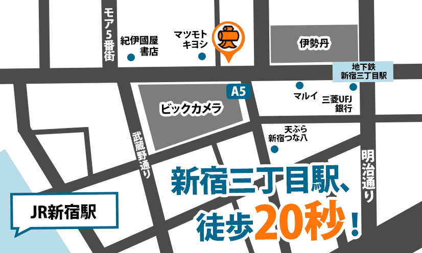 大黒屋 新宿通り店へのルート